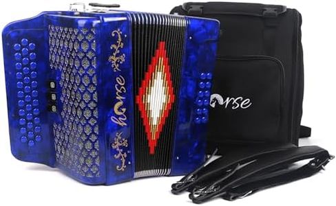 Horse 34 Key Accordion, GCF 12 Bass 3 Row, Made of Celluloid Louder & Clearer Timbre than Plastic,Accordions Instrument for Adults,W/Luxury Backpack,Straps,34 Buttons Acordeón Acordeones Para Adultos