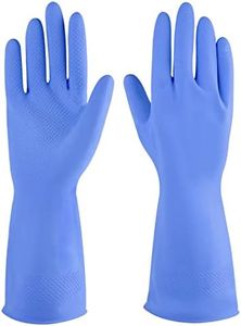 IUCGE Rubber cleaning gloves blue 3 Pairs for Household,Reuseable dishwashing gloves for Kitchen.(3,Small)