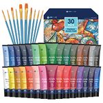 INK LAB Acrylic Paint Set 30 Colours Acrylic Paints in Tubes Non Toxic for Artists Beginners Painting on Canvas Wood Fabric Rocks, 36ml/Tube, Rich Pigment