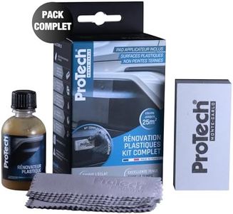 ProTechMC | Kit Complet Rénovateur Plastiques Ternes pour Voiture | Restauration Plastiques Intérieurs & Extérieurs | Éclat et Brillance d'Origine Assurés | Made In France | 50 ml