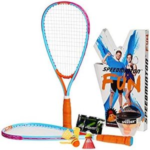 Speedminton SM01-FUN-10 Fun Set - Alternative to Beach Ball, Spike Ball, Badminton, incl. 1 Heli and one Fun Speeder, Perfect for The Beach, Park or Backyard, Blue Orange