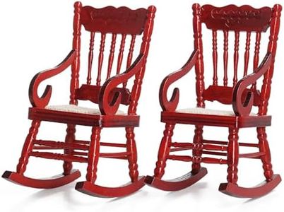 Odoria Escala 1/12 Miniaturas Mecedora 2 Piezas Accesorios Casa de Muñecas, Rojo