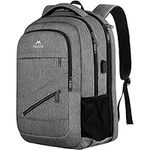 MATEIN Travel Laptop Backpack,TSA Large Travel Backpack for Women Men, 17 Inch Business Flight Approved Carry On Backpack with USB Charger Port and Luggage Sleeve, Durable College Rucksack, Grey