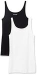 Amazon Essentials Women's Slim-Fit Thin Strap Vest, Pack of 2, Black/White, S