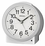 Seiko Sussex II Non Ticking Bedroom Alarm Clock, Silver