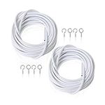 XFORT 2 Pack 4m Lengths Curtain Wire (8m Total) with 4 Pairs of Hooks & Eyes, Multi-Purpose Voile Wire/Cable, Cut to Size Net Curtain Wire. For Hanging Net Curtains Around Your Home. (2 Pack, 4m)