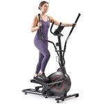 Sunny Health & Fitness Smart Upright Elliptical Full-Body Exerciser w/Pulse Sensors, Home Cross Trainer Cardio Workout Machine, Free SunnyFit App, Long Stride Length - SF-E323038