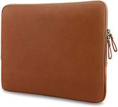 MOSISO Laptop Sleeve Bag Compatible with MacBook Pro 16 inch 2023-2021 M2 A2780 A2485 M1/2019-2020 A2141/Pro Retina 15 A1398, 15-15.6 inch Notebook, PU Leather Padded Bag Waterproof Case, Brown