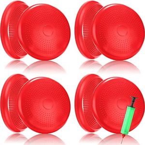 Jerify 4 Pcs Wiggle Seat Flexible Inflated Wobble Cushion Stability Balance Pad Balance Disc Sensory Seat for Men Women Fitness Physical Exercise Improving Posture Home Office(Red)