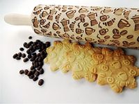 COFFEE Embossing Rolling Pin Pattern with Coffee, rolling pin Latte Moka. Embossed Dough Roller for Embossed Cookies or Clay by Algis Crafts