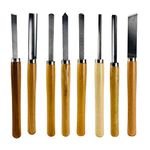 WEDGE 8 Piece Wood Chisel Set | 13" Woodworking Lathe Tools | Diverse Range Including 1" Skew & 0.75" Gouge| Ergonomic Wooden Handles | | Ideal for Beginners & Experts