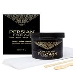 Persian Cold Wax Kit, Hair Removal Sugar Wax for Body Waxing Women & Men, 8 oz (240ml) wax, 20 strips, 2 spatulas.