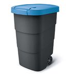 Keden Wheeler 110L Wheelie Bin Trash Can With Wheels And Lid Large Universal Garbage Litter Outdoor Sorting Recycling Plastic Black and Blue