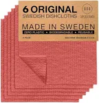 SUPERSCANDI Swedish Dishcloths Reusable Biodegradable Cellulose Sponge Cleaning Cloths for Kitchen Paper Towel Replacement Washcloths (6 Pack, 6 Pack Maroon)