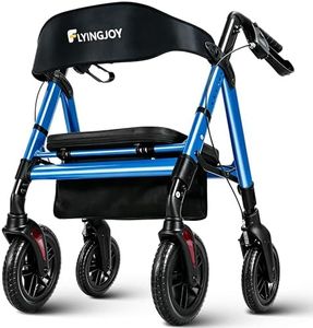 FlyingJoy Rollator Walkers with Seat,450Lb Rolling Walkers,23.76lbs(10.8kg) Extra-Wide Heavy-Duty Rollator Walkers with Seat and Brakes for Seniors and Adults Bariatric with Large Aluminum(Blue)