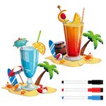 LUTER 2PCS Fruit Drink Cruise Door Magnets With 3PCS Paint Pens, Cruise Door Decorations Magnetic Cruise Ship Door Decorations for Refrigerator Cruise Ship Boat Car Carnival