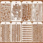 JSRQT 8Pcs Mixed Texture Layering Painting Stencils for DIY Arts,Reusable Leopard Brick Painting Templates for Scrapbooking, Cake Decorating, and Mixed Media Projects 4.7 x 9.4inch