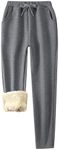 Flygo Womens Sherpa Lined Athletic Sweatpants Winter Active Joggers Fleece Pants(02 Grey-M)