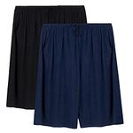 2 Pack Men's Lounge Wear Pyjama Shorts Super Soft Comfy Men's Pyjama Shorts Bottoms Modal Light and Breathable L Navy+Black