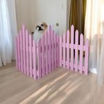 EMIWUD FURNITURE Portable Pet Safety Gate | Indoor Pet Barrier | Room Divider for Pets and Baby | Dog Fence partition for Living Room Bedroom (Pink, 3 Pannel)
