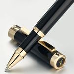 MCNTEIK Black Rollerball Pen With 24K Gold Finish, Luxury Grade Craftsmanship Pen, Schmidt 888F Ink Refill, Exquisite Men's And Women's Gift Pen Set, Professional, Writing, Executive,Office, Nice Pen