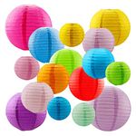 Newthinking 16 PCS Paper Lanterns Decorations, Hanging Colorful Paper Lanterns, 4" 6" 8" 10" Different Sized Round Paper Lanterns for Weddings, Party