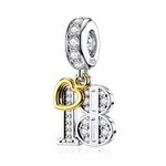 Sterling Silver 18 Charm for Pandora 18th Birthday Charms Zircon Inlaid