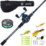 Sougayilang Baitcaster Combo Fishing Rod and Reel Combo, Ultra Light Baitcasting Fishing Reel with Rod Bag for Travel Saltwater Freshwater and Beginner-7ft with Left Hand Reel with Rod Bag