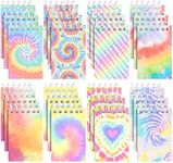 24 Pcs Mini Tie Dye Notepads Multicolor Style Pocket Notebooks for Kids Spiral Mini Notebook Fun Coil Mini Notepad Tie Dye Birthday Party Supplies Small Note Pads Tie Dye Party Favors (Light Style)