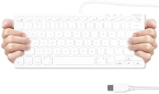 Macally USB Wired Keyboard for Mac and Windows PC - Plug and Play Apple Keyboard with 78 Scissor Switch Keys and 13 Shortcut Keys - Compact & Small Keyboard that Saves Spaces and Looks Great - White