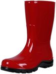 Asgard Women's Mid Calf Rain Boots Short Rubber Boots Waterproof Garden Shoes for Ladies Red 41 (10)