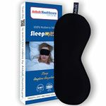 Asbob 100% Mulberry Silk sleep mask for men, eye sleeping mask, sleep mask for women, eye mask, blindfold for sleeping with super smooth & adjustable strap for all family members (Black) (Pack of 1)