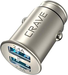 Crave Metal Car Charger [24W 4.8A 2 Port Dual USB] Zinc Alloy Universal Compact 12 Volt Charger, Smart Charge IC Technology