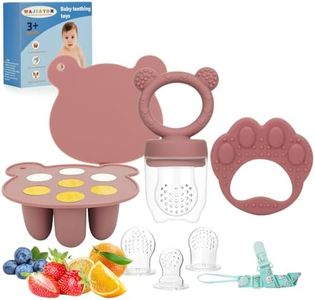 WAJIAYON Baby Breastmilk Popsicle Molds & Baby Fruit Feeder (3 Pack), Baby Food Freezer Tray Storage Containers, Silicone Teething Pacifier Feeder and Teether for Babies(Daisy)
