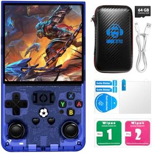 R36MAX Retro Handheld Game Console, Retro Gaming Console 4.0-inch IPS HD Screen, Video Game Consoles with Open Source Linux System & 4000mAh Battery (Blue 64GB)