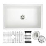 MONSINTA Undermount Kitchen Sink, 30 Inch White Kitchen Sink, Granite Composite Sink, Single Bowl Kitchen Sink, Kitchen Sink Undermount With Accessories