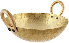 Yadav Craft Brass Pital Kadhai/Frying Pan with Handle Kadai Cookware (2500 ML)