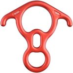 TRIWONDER 50KN Rock Climbing Figure 8 Descender Rescue Belay Device Stop Descender and Carabiner Rock Rappelling Gear (Red)