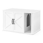 Feandrea Litter Box Enclosure, Modern Cat Litter Box Furniture Hidden, with Front Entry, Double Doors, Handles, Cat House, Side End Table, 33.5 x 19 x 19.5 Inches, Cloud White UPCL012W01