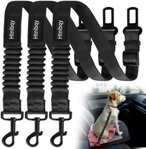 Thickened Dog Seat Belt for Car, 3 Pack Set Retractable Dog Car Leash Adjustable Dog Seat Belt for Vehicle Nylon Pet Safety Seat Belts Heavy Duty & Elastic,Seat Belt for Large Dogs in Car, Black