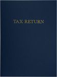 LUXPaper 9" x 12" Tax Return Folders | Two Pocket | Nautical Blue Linen | Gold Foil Text | 100lb. Cover | 50 Qty