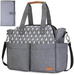 Lekebaby Baby Nappy Changing Bag Satchel Messenger Large Capacity, Arrow Print, Grey