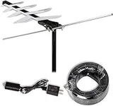 LAVA [Newest 2020] HD-250 Amplified Digital TV Antenna up to 150+ Miles Range - Support 4K 1080P HDTV Fire Stick and All TVs with Powerful Amplifier Signal Booster & 45 FT RG6 Coax Cable