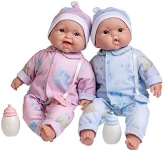 JC Toys Twins 13" Realistic Soft Body Baby Dolls Berenguer Boutique | Twins Gift Set with Removable Outfits and Accessories | Pink and Blue | Caucasian | Ages 2+