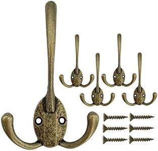 Mokife Gancio Appendiabiti da Parete, 5 Pezzi Bronzo Anticato Ganci Attaccapanni Metallo Tripli Ganci Appendi Cappotto per Vestiti Vestaglia Asciugamano Cappello Chiave