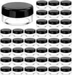 Qancekoo 40pcs 5ml Small Clear Round Travel Sample Jar Pots Leak Proof Mini Storage Tiny 5 Gram Bottle Empty Small Creams Make-up Sample Cosmetic Containers Jars for Lip Balms Scrubs - Black