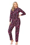 UC Ex High Street Brand Long Sleeve Pyjama Sets for Women, Ladies Love Hearts Lounge Wear PJs Nightwear Black