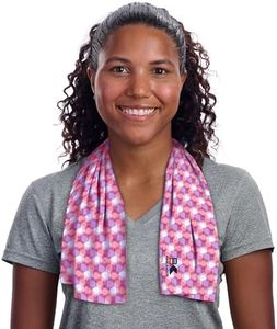 KOOLGATOR Dual Purpose Cooling Towel – UPF 30 Sun Protection, Chemical-Free Evaporative Cooling for Hot Weather, Sports, Workouts & Outdoor Activities, Pink Geometric, 5 Pack