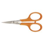 Fiskars Embroidery Scissors, Curved, Total Length 10 cm, For Right and Left Hand Users, Stainless Steel Blades/Plastic Handles, 1005144