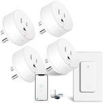 WiFi Smart Outlet Plug with Remote,GreenCycle 4 Electric Smart Plug with Remote,Compatible with Alexa and Google Home via Tuya,15A/1500W，Remote Control from Anywhere,TUV FCC List(2.4G)
